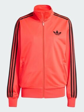 Adidas Trefoil Track Jacket - Bright Coral Red with Black Stripes